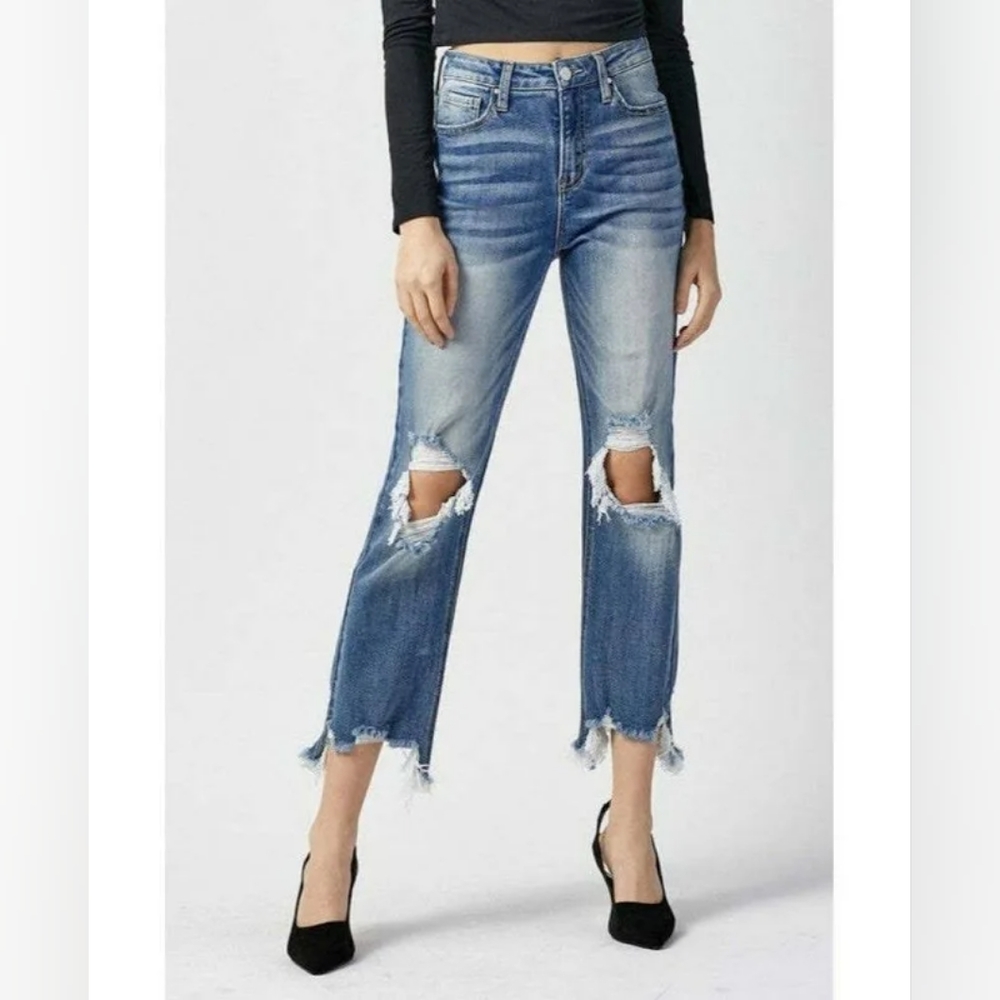 Risen highrise straight crop jeans